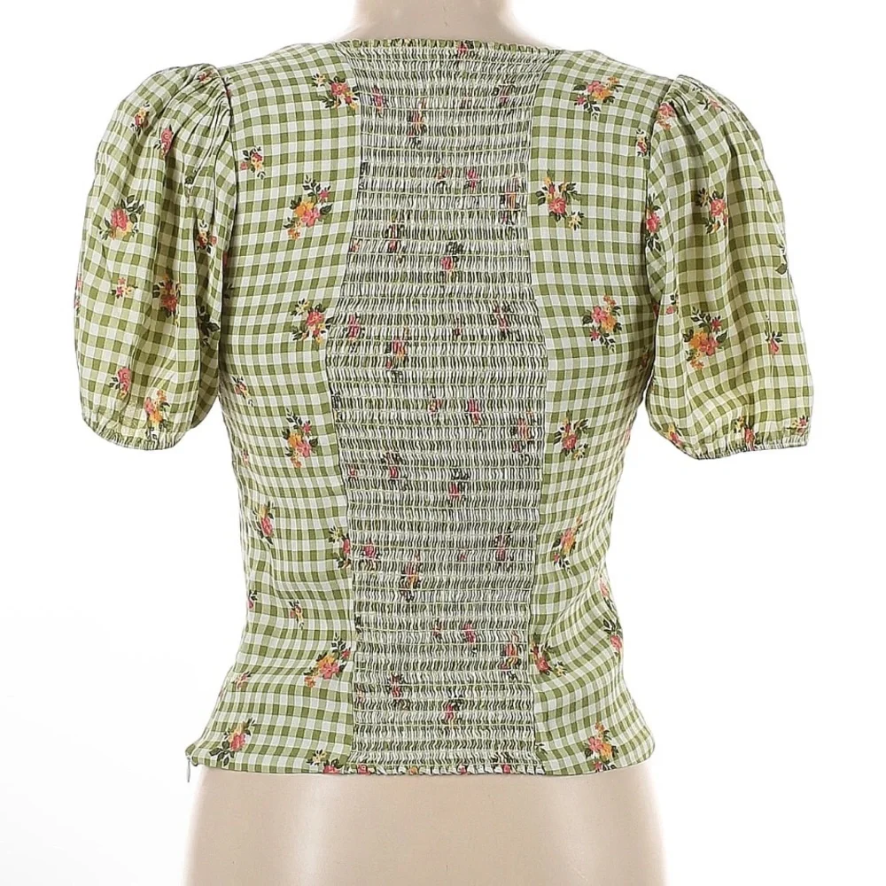 Reformation‎ Marmalade Gingham Floral Top